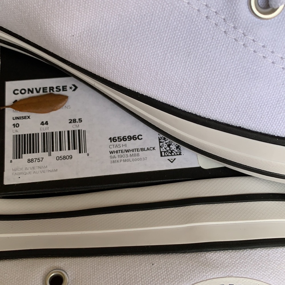 CONVERSE CTAS HI WHITE/WHITE/BLACK MENS - Picture 14 of 16